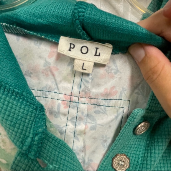 POL  NEW Cotton Blend 3/4 Sleeve Hooded Top LG Floral Lace Patchwork - Picture 3 of 10